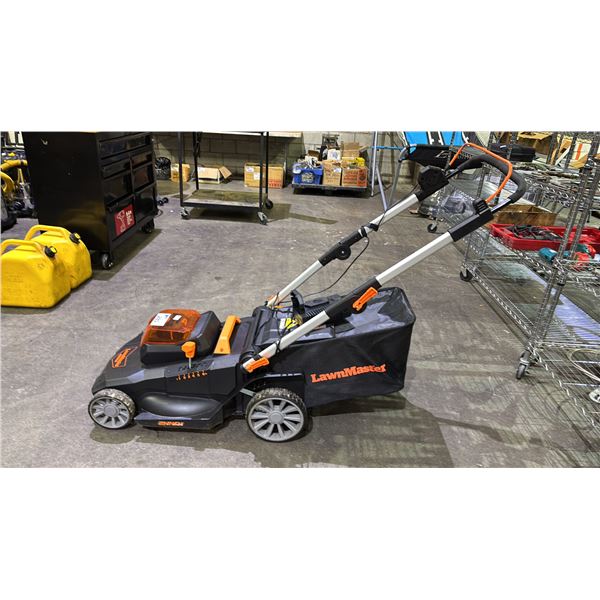 LAWNMASTER 60V MAX CORDLESS BRUSHLESS LAWN MOWER *HAS BATTERY AND CHARGER, UNKNOWN WORKING