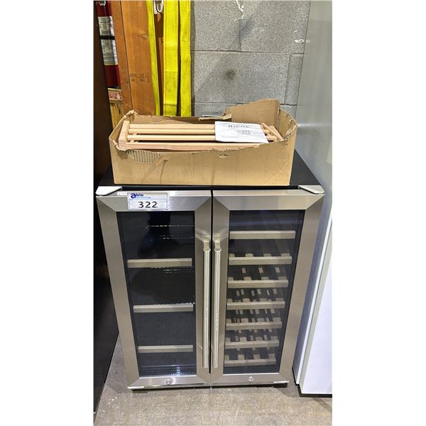 NIPUS NPDUAL02, 24" WINE & BEVERAGE COOLER UNIT WITH WOODEN SHELVING & STAINLESS STEEL TRIM