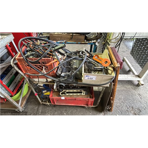 METAL MOBILE CART WITH ASSORTED PARTS