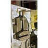 Image 6 : METAL 3 TIER SHOP CART WITH ASSORTED SHOP ITEMS INCLUDING BENCH VICE, GRINDER WHEEL, PARTS,