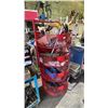 Image 2 : RED 8 SECTION WIRE STORAGE SHELF WITH ASSORTED ITEMS