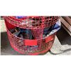 Image 6 : RED 8 SECTION WIRE STORAGE SHELF WITH ASSORTED ITEMS