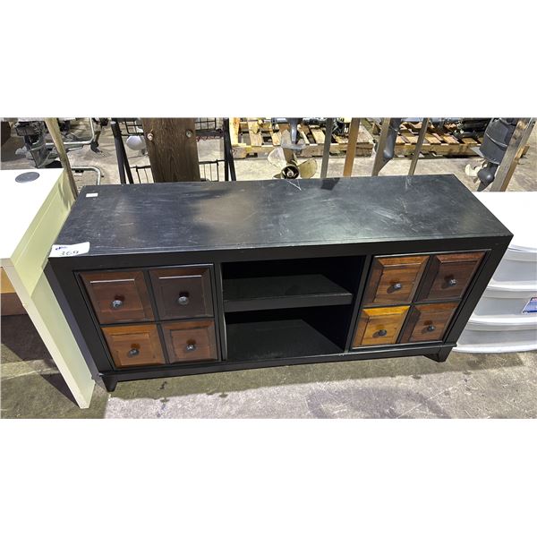 BLACK/DARK WOOD TV STAND APPROX 56"W X 17"D X 27"H