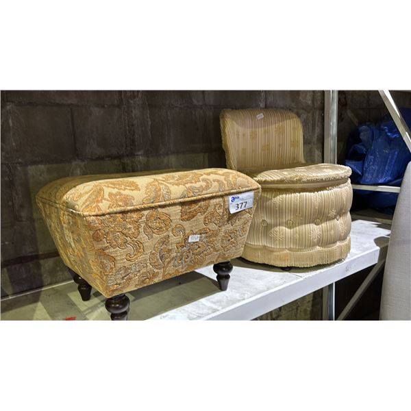 VINTAGE STYLE CHILDS UPHOLSTERED CHAIR & UPHOLSTERED FOOT REST