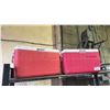Image 1 : PAIR OF RED COLEMAN CAMPING COOLERS, LULULEMON YOGA MAT & UMBRELLA