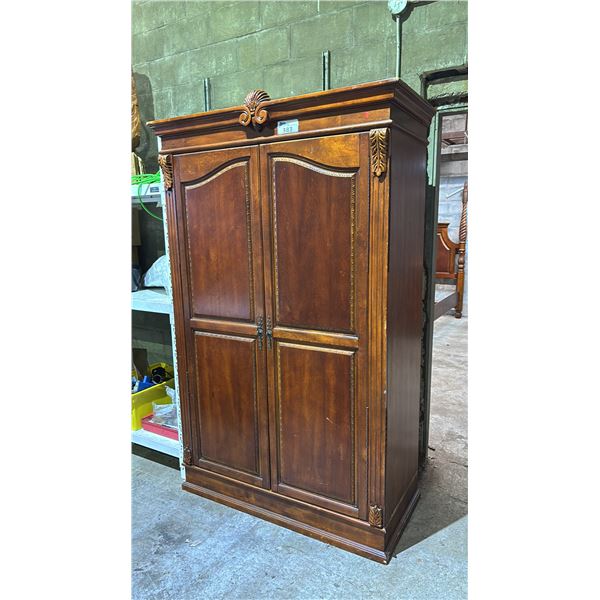 LARGE CARVED HARDWOOD ARMOIRE WARDROBE APPROX 48"W X 22"D X 81"H