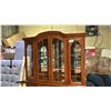 Image 2 : AMERICAN DREW MIRRORED BACK CHINA CABINET WITH DISPLAY LIGHTS, GLASS SHELVES & GOLD ACCENTS