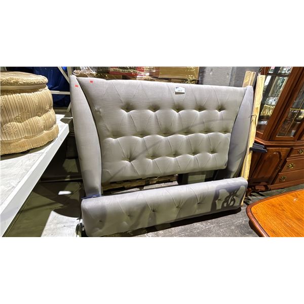 MODERN UPHOLSTERED GREY BED FRAME WITH HEADBOARD