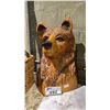 Image 1 : CARVED WOOD BEAR HEAD STATUE