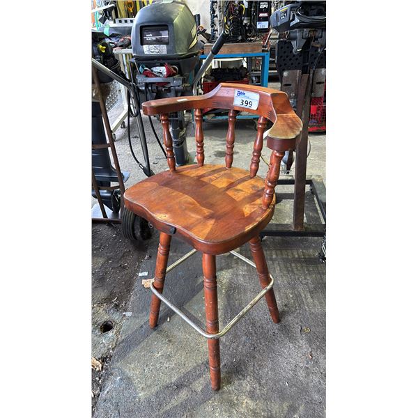 SOLID WOOD VINTAGE STYLE BAR HEIGHT SWIVEL CHAIR