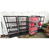 Image 1 : 6 PLASTIC ADJUSTABLE UTILITY SHELVING UNITS WITH ASSORTED JERRY CANS