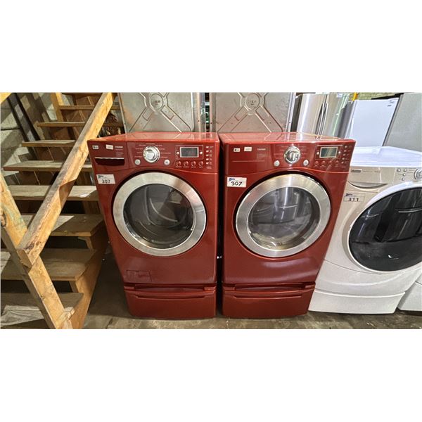 LG TROMM FRONT ENTRY WASHER & DRYER SET WITH PEDESTALS