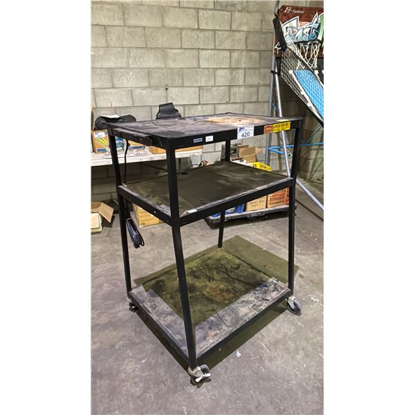 BRETFORD 3-TIER 4-WHEEL A/V CART WITH OUTLETS & EXTENSION