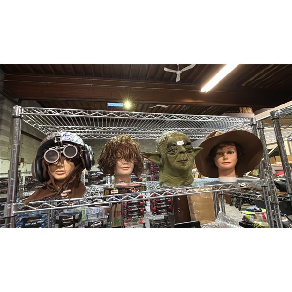 3 STAR WARS MASK/MANNEQUIN HEAD DECOR & STAR WARS THE PHANTOM MENACE VHS