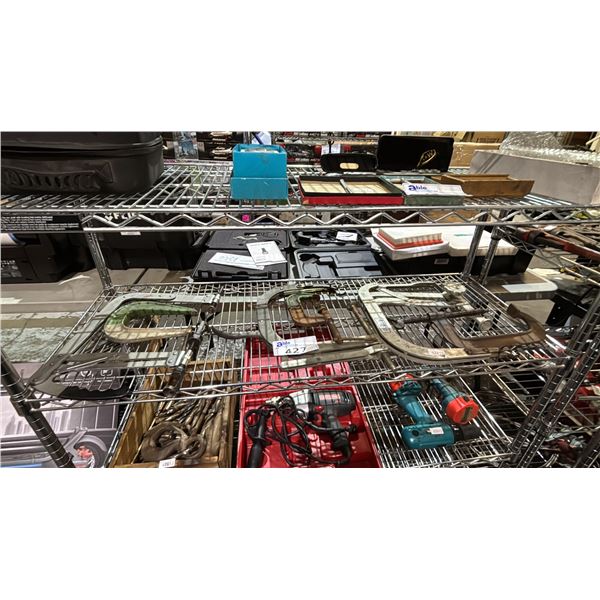 SHELF OF ASSORTED CLAMPS