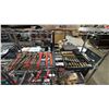 Image 1 : SHELF OF ASSORTED TOOLS INCLUDING; DRILL BITS, PIPE WRENCHES, SOCKET SET & MORE