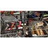 Image 1 : SHELF OF ASSORTED TOOLS INCLUDING; AIR WRENCHES, CAULKING GUN, ROUTER BIT SET & MORE