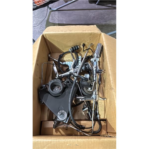 BOX OF ASSORTED MOTORCYCLE BRAKE PARTS