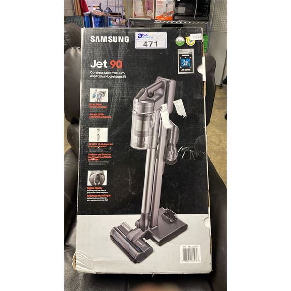SAMSUNG JET 90 CORDLESS STICK VACUUM (MAY BE MISSING PARTS & PIECES)
