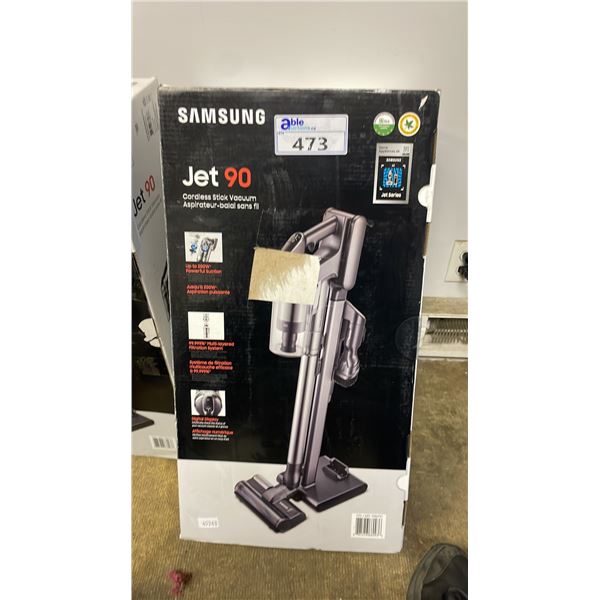 SAMSUNG JET 90 CORDLESS STICK VACUUM (MAY BE MISSING PARTS & PIECES)