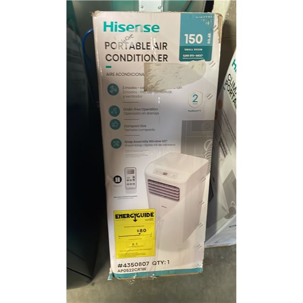HISENSE 5,000 BTU PORTABLE AIR CONDITIONER WITH HOSE, REMOTE & ACCESSORIES (IN BOX)