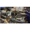 Image 4 : SHELF OF ASSORTED TOOLS INCLUDING; DELTA MITER SAW, BENCH GRINDER & RECIPROCATING SAWS
