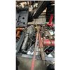 Image 3 : SHELF OF ASSORTED TOOLS INCLUDING; RIDGID CORDLESS DRILL WITH BATTERIES, CHARGER & CASE, ANGLE