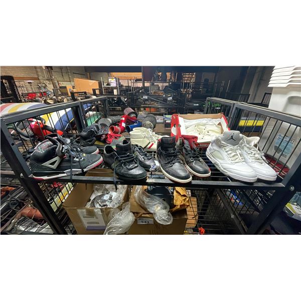 SHELF OF ASSORTED SHOES; MOSTLY SIZE 12 JORDAN'S & DOLCE & GABANNA