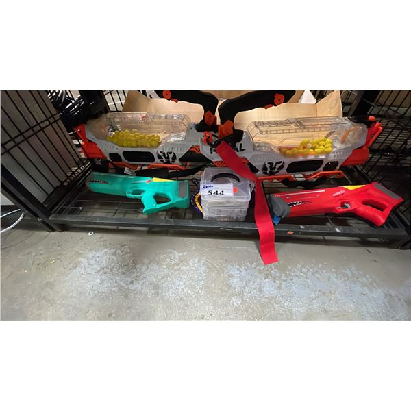 SHELF OF ASSORTED NERF GUNS & TOYS