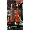 Image 2 : SHELF OF ASSORTED ITEMS INCLUDING; ROLLING STORAGE TOTE WITH LID, VIKING TIMBERWOLF BOOTS SIZE 8,