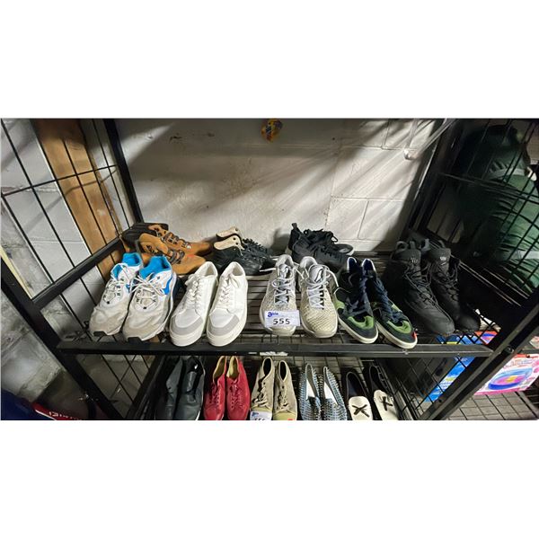 SHELF OF ASSORTED SHOES; NIKE, ADIDAS, ALEXANDER MCQUEEN & MORE
