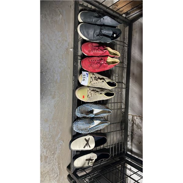 SHELF OF ASSORTED SHOES; LOUIS VUITTON, HERMES & MORE