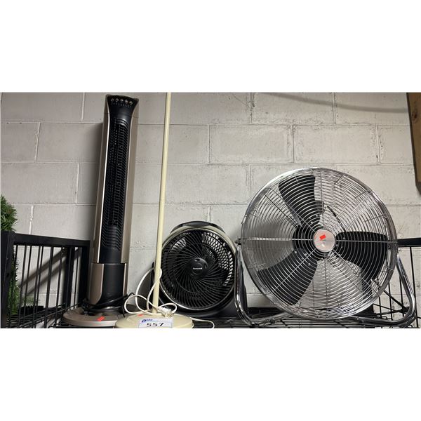 SHELF OF ASSORTED FANS