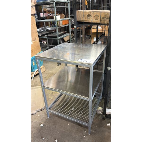 STAINLESS STEEL 3-TIER TABLE 21" X 21" X 32"