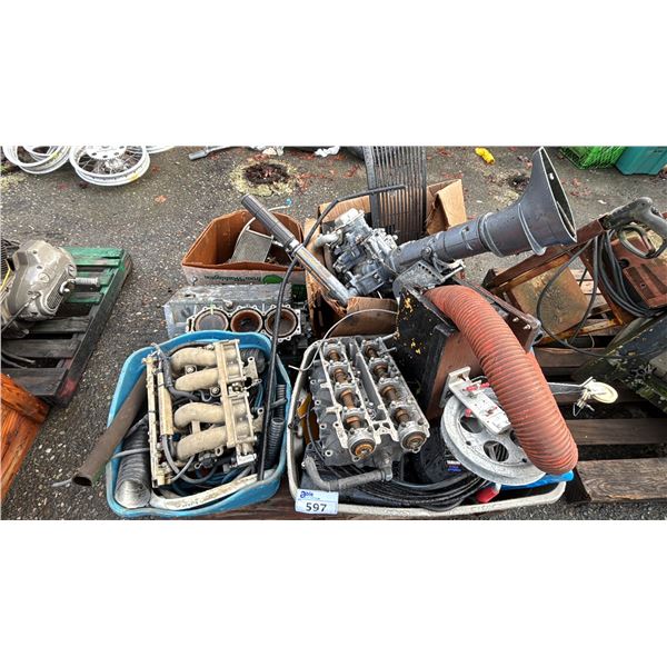 PALLET OF ASSORTED OUTBOARD MOTOR PARTS *UNKNOWN RUNNING CONDITION*