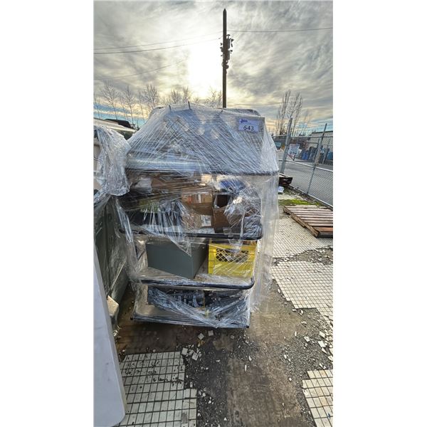 4-TIER ROLLING SHELVING UNIT WITH ASSORTED MARINE & MOTORCYCLE PARTS *UNKNOWN RUNNING CONDITION*