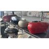 Image 1 : SHELF OF ASSORTED MOTORCYCLE FUEL TANKS