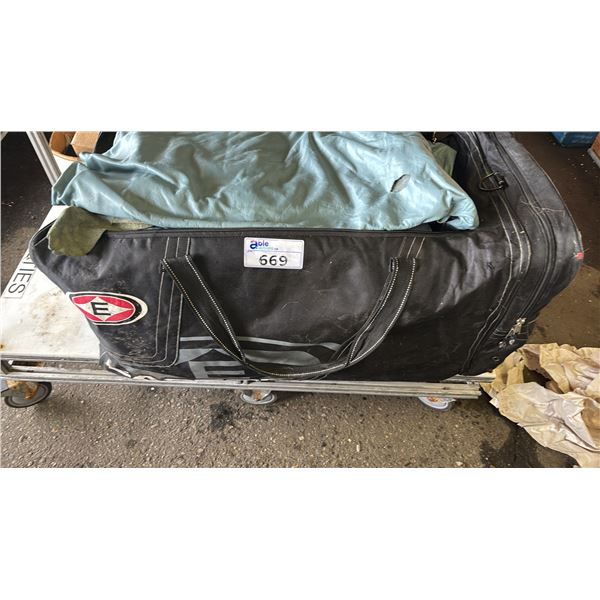 EASTON HOCKEY BAG WITH ASSORTED LEATHER CONTENTS