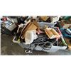 Image 2 : BIN OF ASSORTED ITEMS INCLUDING; MOTORCYCLE PARTS, BATTERY LINES, BASEBALL BAT & MORE *BIN NOT