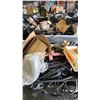 Image 4 : BIN OF ASSORTED ITEMS INCLUDING; MOTORCYCLE PARTS, BATTERY LINES, BASEBALL BAT & MORE *BIN NOT