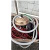 Image 2 : CRATE OF ASSORTED ITEMS INCLUDING; HOSES, MIXER, EXTENSION CORDS & MORE *DOLLY NOT INCLUDED*
