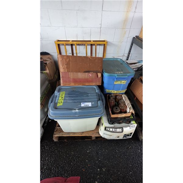 PALLET OF ASSORTED ITEMS INCLUDING; MOTORCYCLE PARTS, FLATWARE, MOTORS & MORE *UNKNOWN WORKING