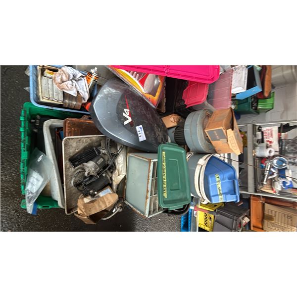 PALLET OF ASSORTED ITEMS INCLUDING; MOTORCYCLE & MARINE PARTS, KING CANADA DUST COLLECTOR & MORE