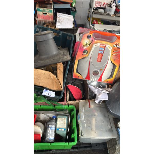 PALLET OF ASSORTED ITEMS INCLUDING; MOTORCYCLE PARTS, MASTER CHEF OUTDOOR