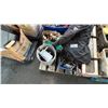 Image 4 : PALLET OF ASSORTED ITEMS INCLUDING; STEERING WHEELS, MECHANICS CREEPER, HEIN GERICKE JACKET & MORE