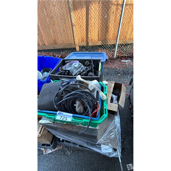 PALLET OF ASSORTED ITEMS INCLUDING; METAL CABINET, MOTORCYCLE PARTS & MORE