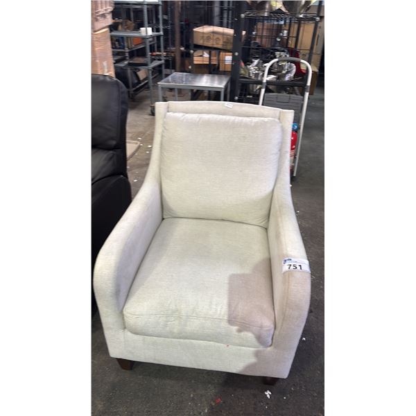 STUDDED FABRIC LOUNGE CHAIR *CLEANING REQUIRED*