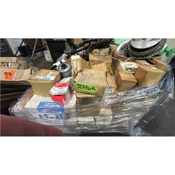 2-TIER METAL PUSH CART WITH ASSORTED MOTORCYCLE PARTS CONTENTS