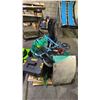 Image 1 : PALLET OF ASSORTED ITEMS INCLUDING; MOBILITY WALKER, MOTORCYCLE WHEELS, DEWALT TOOL BOX & MORE