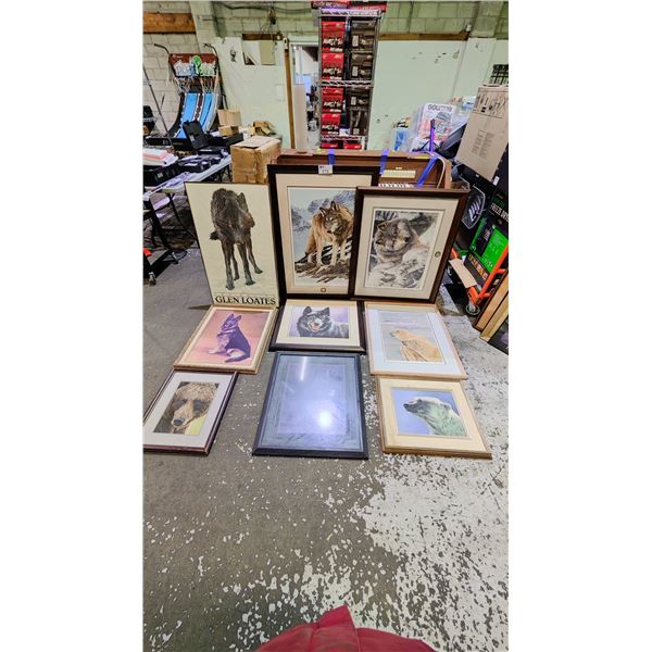 LARGE ASSORTMENT OF FRAMED ANIMAL PRINTS & PHOTS